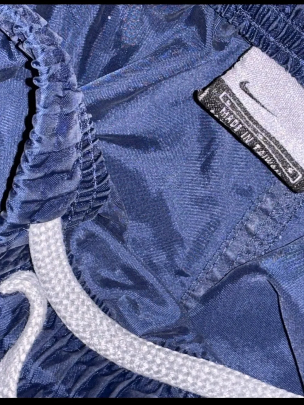 Nike Silver Tag Y2K Windbreaker Track Pants Navy Blue SZ.L Baggy Zip Ankle Nylon